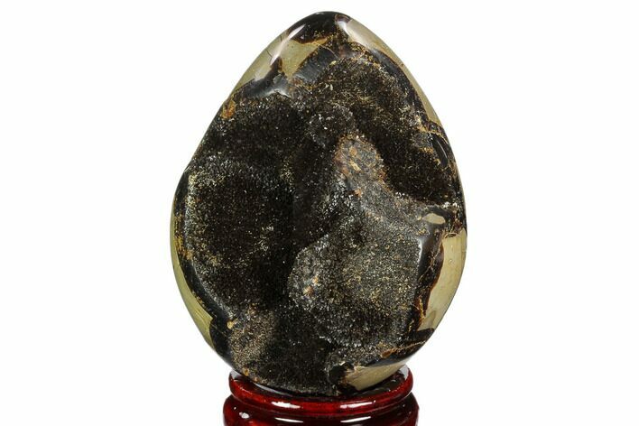 Septarian Dragon Egg Geode - Black Crystals #123027